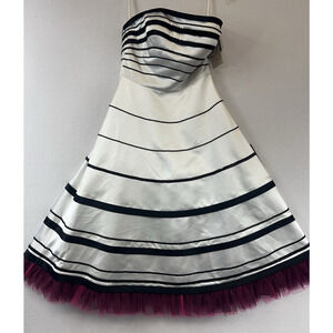 Y2K Xcite White Dress black beads hot pink Tulle Rock, Goth, Edgy 6 Prom formal